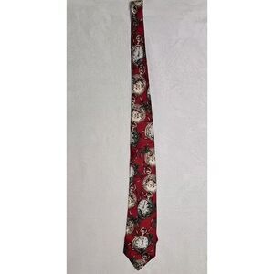 Massetti 100% Silk Christmas Tie ~ Santa Claus‎ & Holly ~ USA ~ Italy ~ 57 Inch